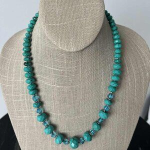 Vintage Lucas Lameth 925 Faceted Turquoise and Aquamarine Necklace